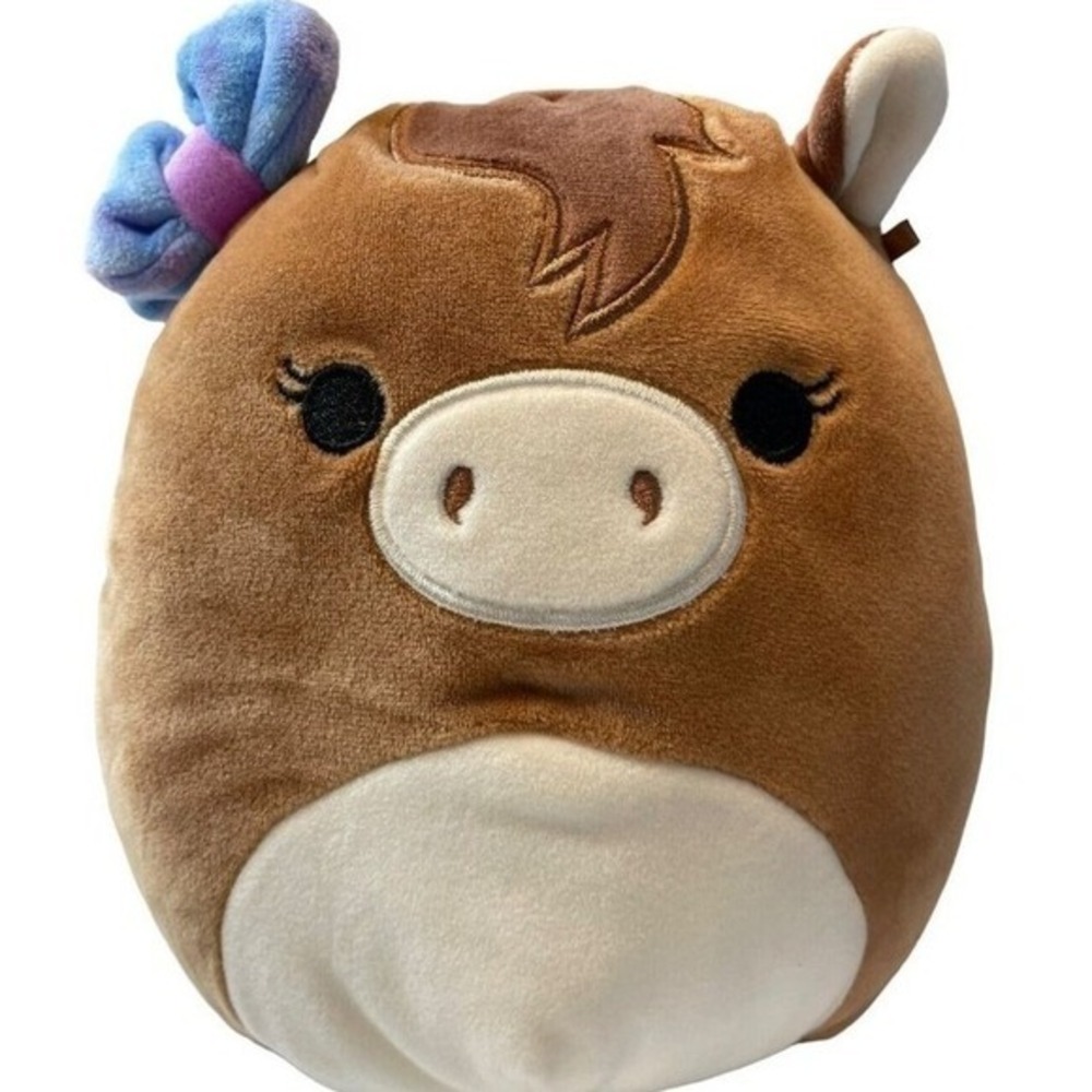 Squishmallow Tomar Brown Horse Plush Stuffed Animal Toy Pink Purple Bow Fluffy